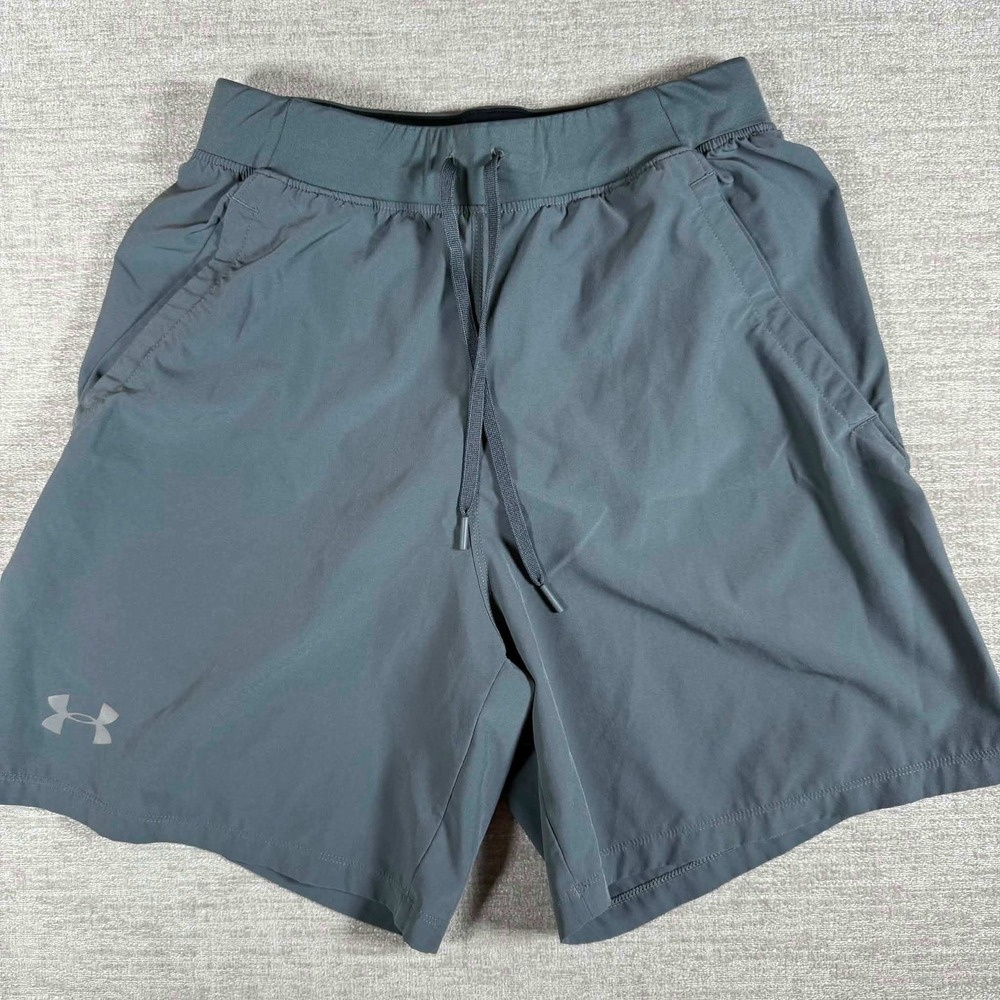 Under Armour Shorts Mens Sm Gray Stretch Speedpocket Running 24/5 Athletic - Picture 1 of 8